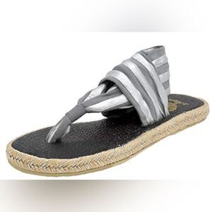 Nalho Ganika Yoga Mat Memory Foam Espadrilles Sandals. Stripe fabric straps.